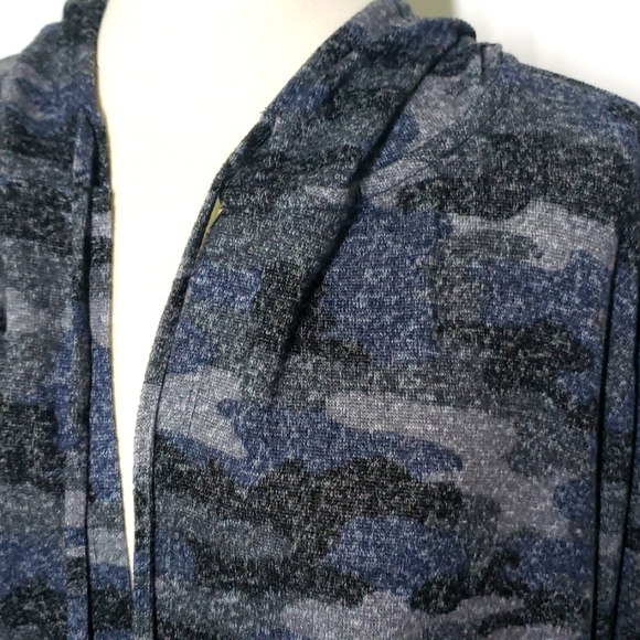 Lucky Brand Camouflage Hooded Cardigan Blue Gray Size S - Picture 2 of 9